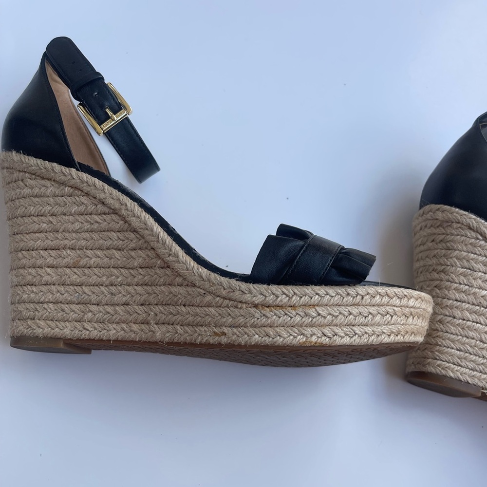 Michael Kors Black Bella Ruffle Wedge Espadrille Style - Picture 3 of 10